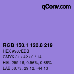 カラーコード: RGB 150.1 126.8 219 | qconv.com