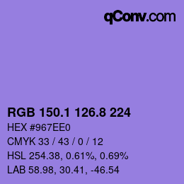 カラーコード: RGB 150.1 126.8 224 | qconv.com