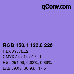 カラーコード: RGB 150.1 126.8 226 | qconv.com