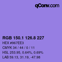 カラーコード: RGB 150.1 126.8 227 | qconv.com