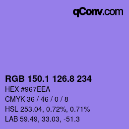 カラーコード: RGB 150.1 126.8 234 | qconv.com