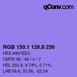 カラーコード: RGB 150.1 126.8 236 | qconv.com