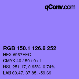 カラーコード: RGB 150.1 126.8 252 | qconv.com