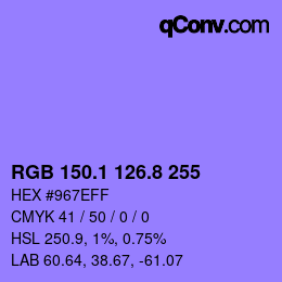 カラーコード: RGB 150.1 126.8 255 | qconv.com