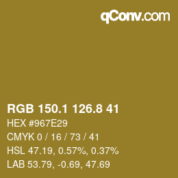 Color code: RGB 150.1 126.8 41 | qconv.com