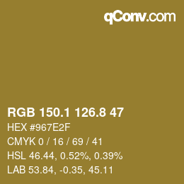 Color code: RGB 150.1 126.8 47 | qconv.com