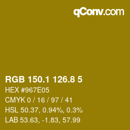 カラーコード: RGB 150.1 126.8 5 | qconv.com
