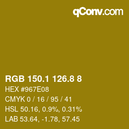 カラーコード: RGB 150.1 126.8 8 | qconv.com