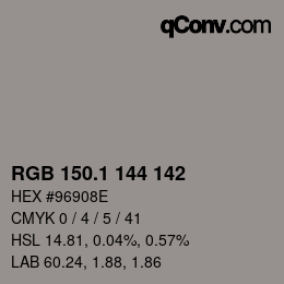 Color code: RGB 150.1 144 142 | qconv.com