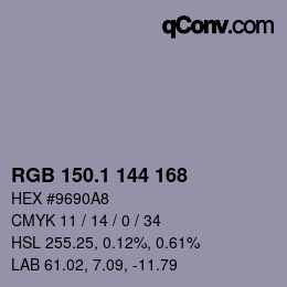 Color code: RGB 150.1 144 168 | qconv.com