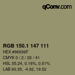 Color code: RGB 150.1 147 111 | qconv.com