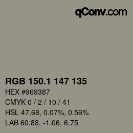 Color code: RGB 150.1 147 135 | qconv.com