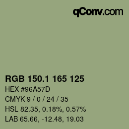 Color code: RGB 150.1 165 125 | qconv.com