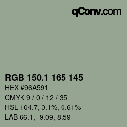 Color code: RGB 150.1 165 145 | qconv.com