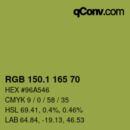 カラーコード: RGB 150.1 165 70 | qconv.com
