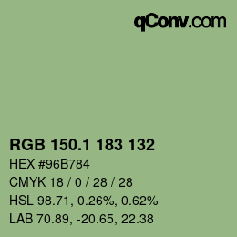 カラーコード: RGB 150.1 183 132 | qconv.com