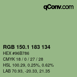 カラーコード: RGB 150.1 183 134 | qconv.com