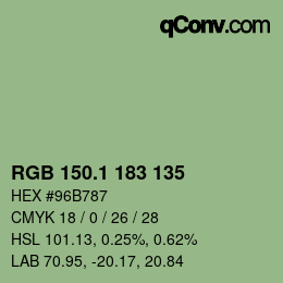 カラーコード: RGB 150.1 183 135 | qconv.com