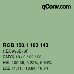 カラーコード: RGB 150.1 183 143 | qconv.com