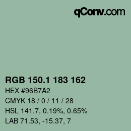 カラーコード: RGB 150.1 183 162 | qconv.com