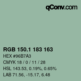 カラーコード: RGB 150.1 183 163 | qconv.com