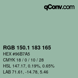 カラーコード: RGB 150.1 183 165 | qconv.com