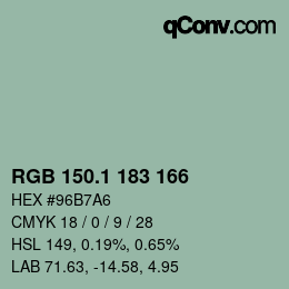 カラーコード: RGB 150.1 183 166 | qconv.com