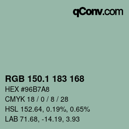 カラーコード: RGB 150.1 183 168 | qconv.com