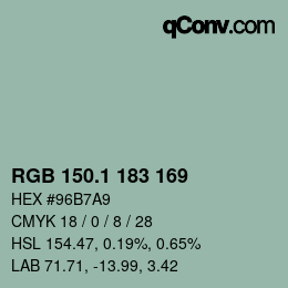 カラーコード: RGB 150.1 183 169 | qconv.com