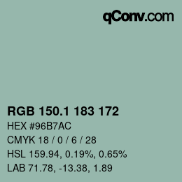 カラーコード: RGB 150.1 183 172 | qconv.com