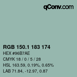 Color code: RGB 150.1 183 174 | qconv.com