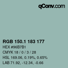 Color code: RGB 150.1 183 177 | qconv.com