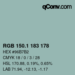 カラーコード: RGB 150.1 183 178 | qconv.com