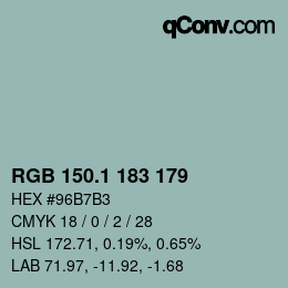 カラーコード: RGB 150.1 183 179 | qconv.com