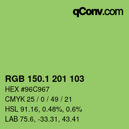カラーコード: RGB 150.1 201 103 | qconv.com
