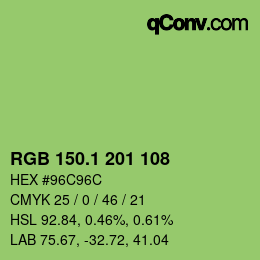 カラーコード: RGB 150.1 201 108 | qconv.com