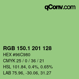 カラーコード: RGB 150.1 201 128 | qconv.com