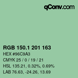 Color code: RGB 150.1 201 163 | qconv.com
