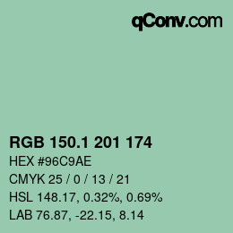 カラーコード: RGB 150.1 201 174 | qconv.com