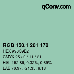 Color code: RGB 150.1 201 178 | qconv.com
