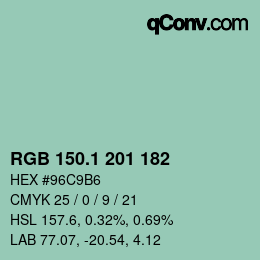 Color code: RGB 150.1 201 182 | qconv.com