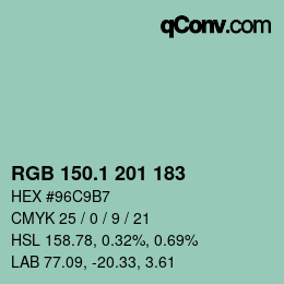 Farbcode: RGB 150.1 201 183 | qconv.com