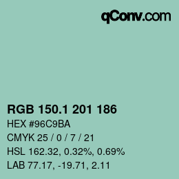 Farbcode: RGB 150.1 201 186 | qconv.com