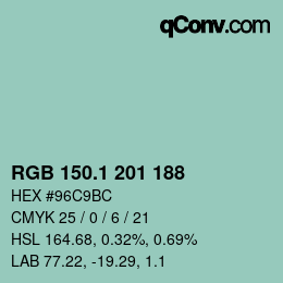 カラーコード: RGB 150.1 201 188 | qconv.com