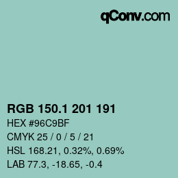 カラーコード: RGB 150.1 201 191 | qconv.com