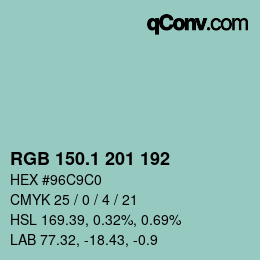 カラーコード: RGB 150.1 201 192 | qconv.com