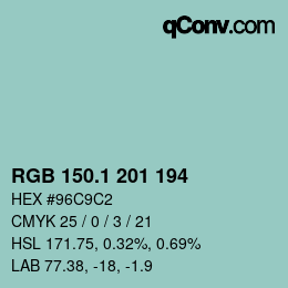 カラーコード: RGB 150.1 201 194 | qconv.com