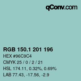 Color code: RGB 150.1 201 196 | qconv.com