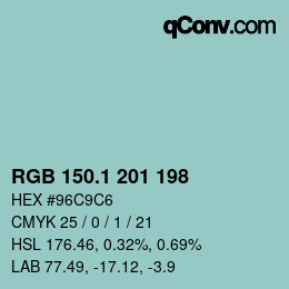 Farbcode: RGB 150.1 201 198 | qconv.com