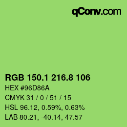 カラーコード: RGB 150.1 216.8 106 | qconv.com